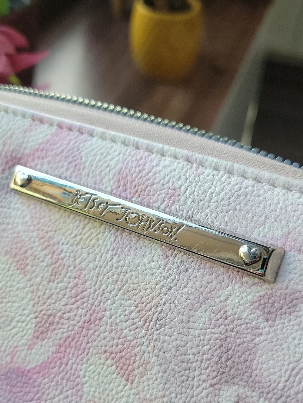 Betsey Johnson Pink Floral Zip-Around Wristlet Wallet